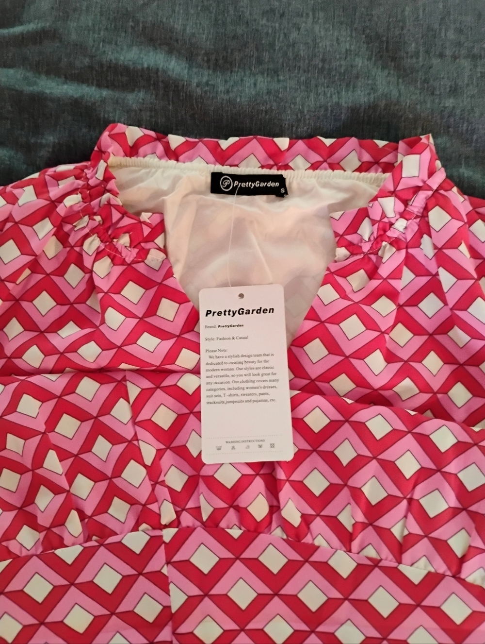 PrettyGarden Pink Geometric Print Women's Dress